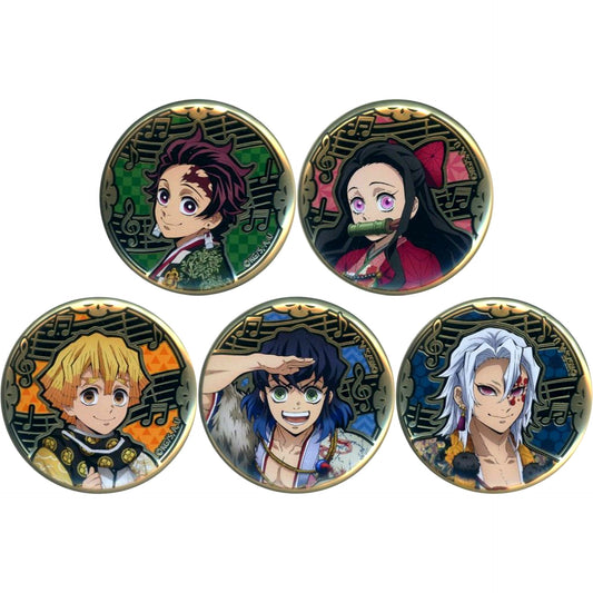 Set of 5 Demon Slayer Kimetsu no Yaiba Orchestra Concert Kimetsu no Kanade Entertainment District Arc Relief Metal Button [USED]