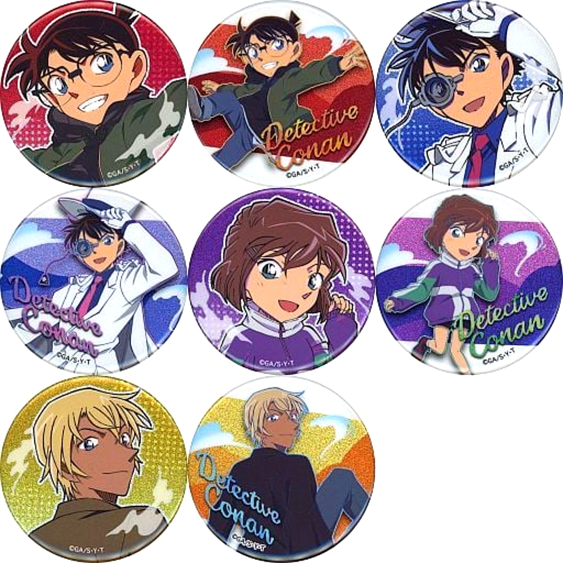 Set of 8 Detective Conan Trading Glitter Button Seven and i Limited [USED]