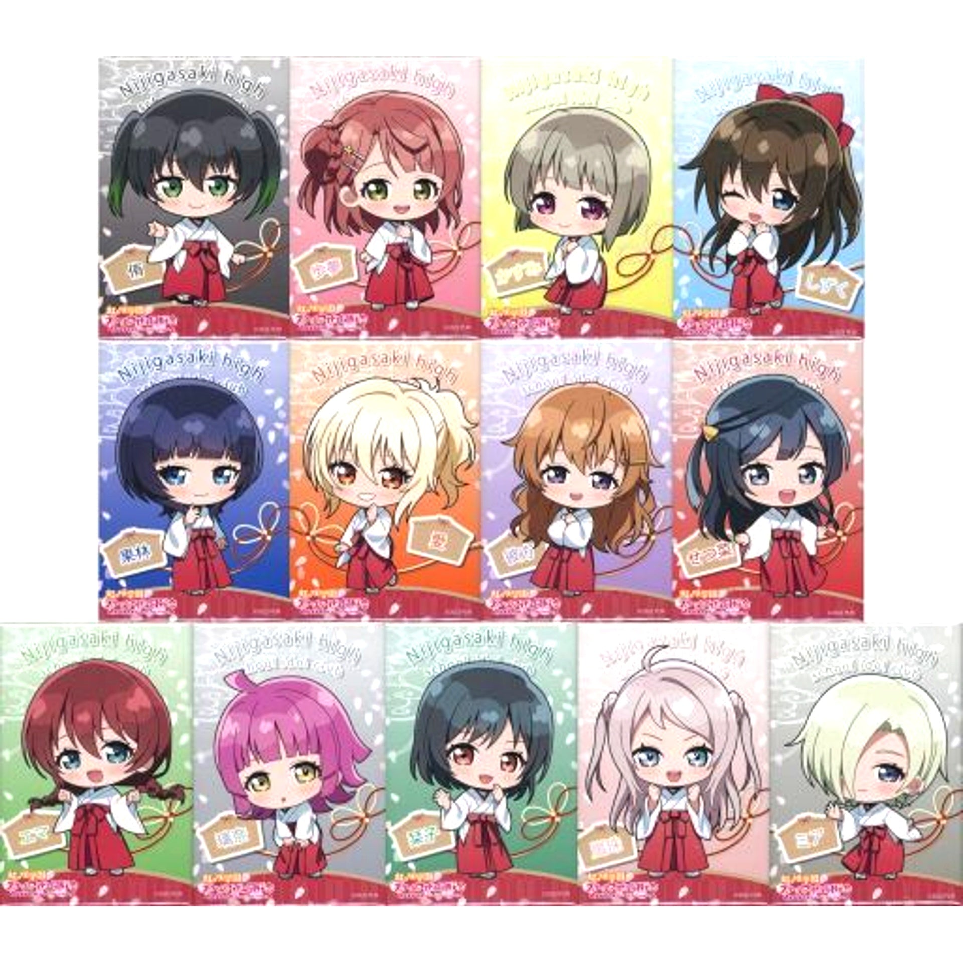 Set of 13 Aqua City Odaiba x Love Live! Nijigasaki High School Idol Club TOKIMEKI Summer Fes Square Button Miko Outfit [USED]