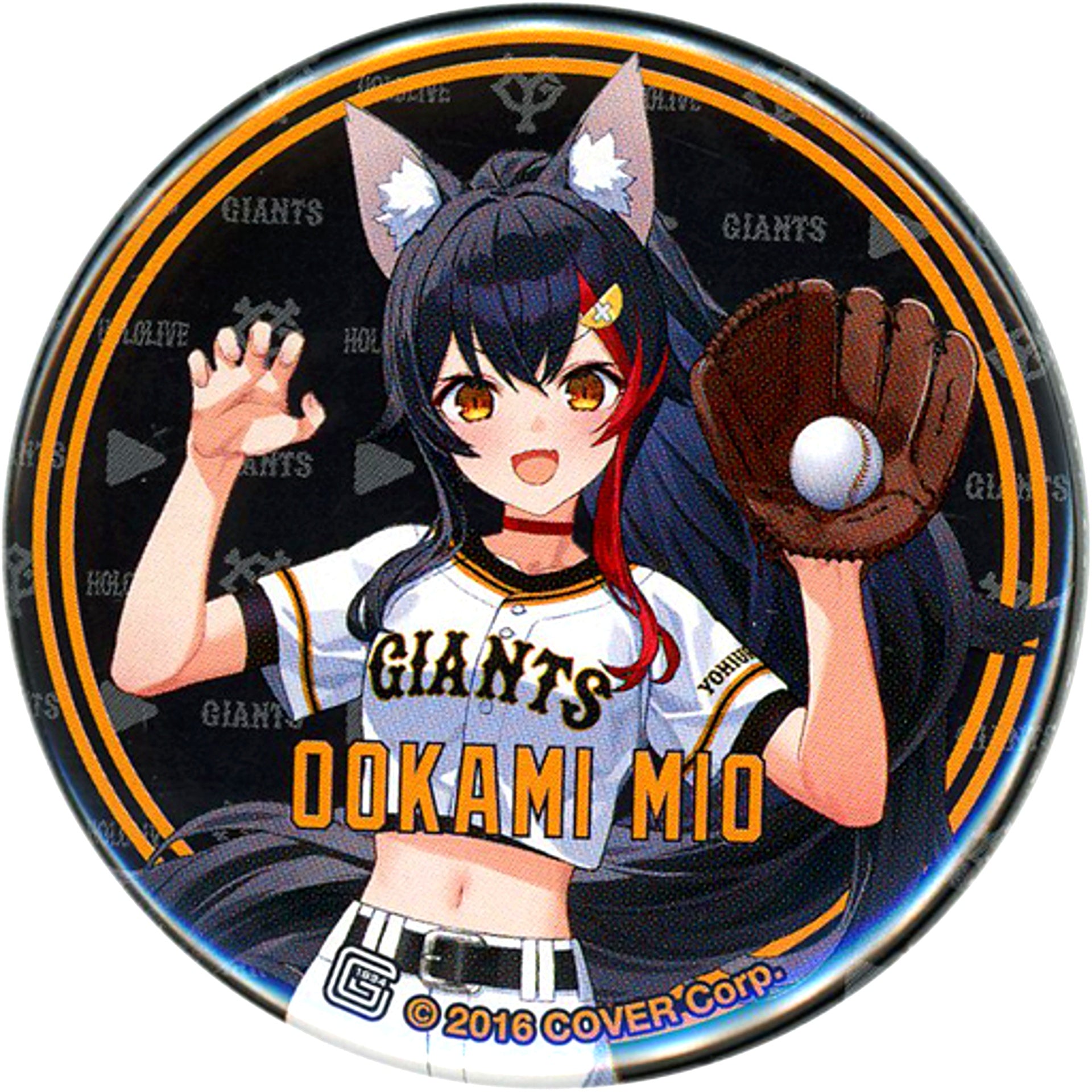 Ookami Mio Yomiuri Giants x Virtual YouTuber Hololive Button [USED]