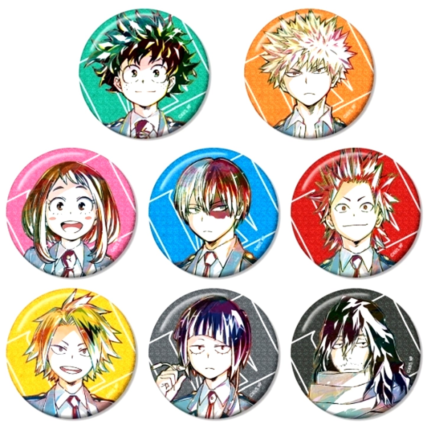 Set of 8 My Hero Academia Trading Ani-Art Vol.4 Glitter Button [USED]