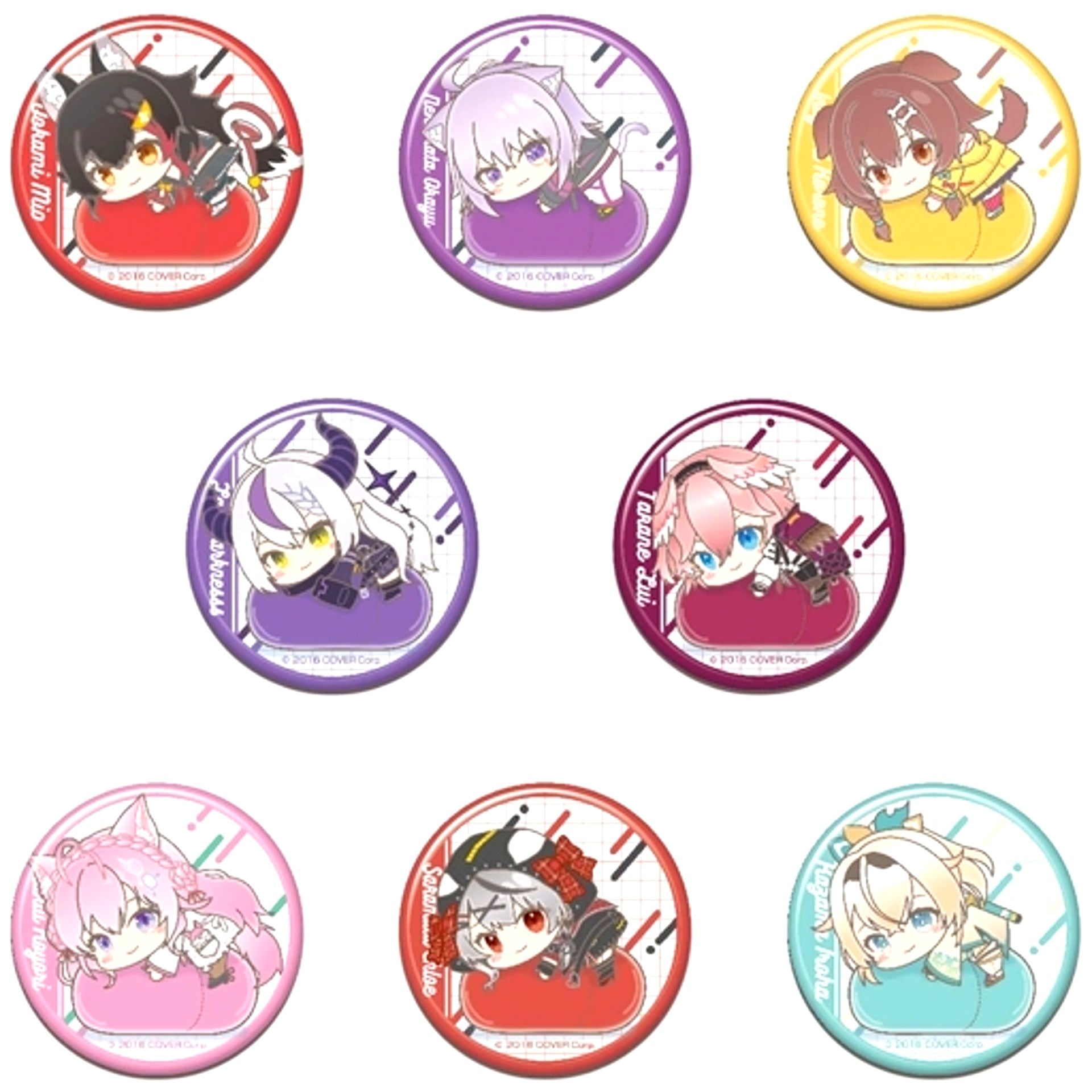 Set of 8 All Characters hololive Hug Meets E BOX Button [USED]