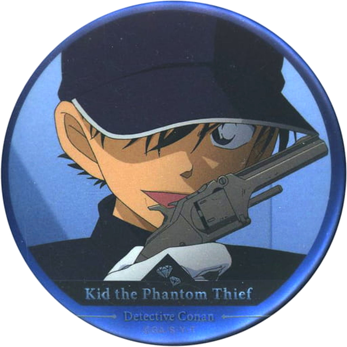 Detective Conan Kid the Phantom Thief Carrying a Handgun Trading Jewelry Can Badge Conan & Kid Detective Conan Plaza Limited Buttons [USED]