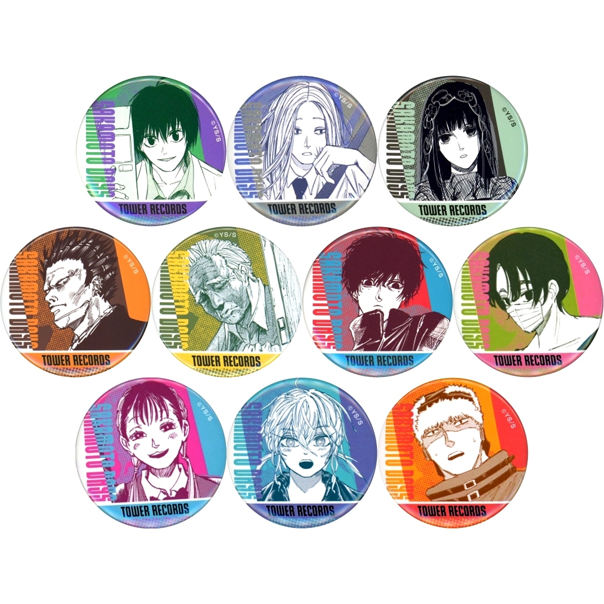 Set of 10 SAKAMOTO DAYS x Tower Records Reproduction Original Art Exhibition Button Vol. 2 [USED]