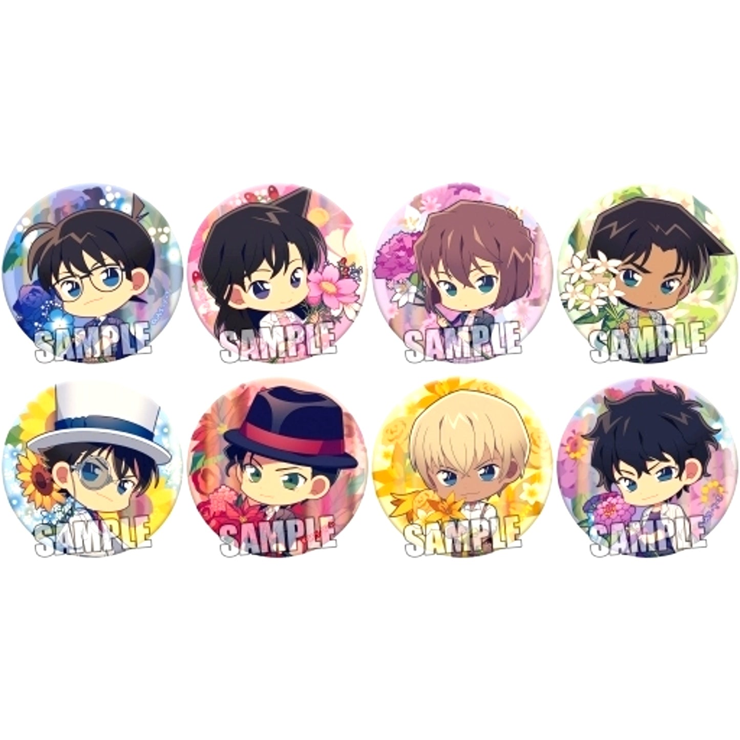 Special Set of 8 Detective Conan Trading Button Flower For You Ver. [USED]