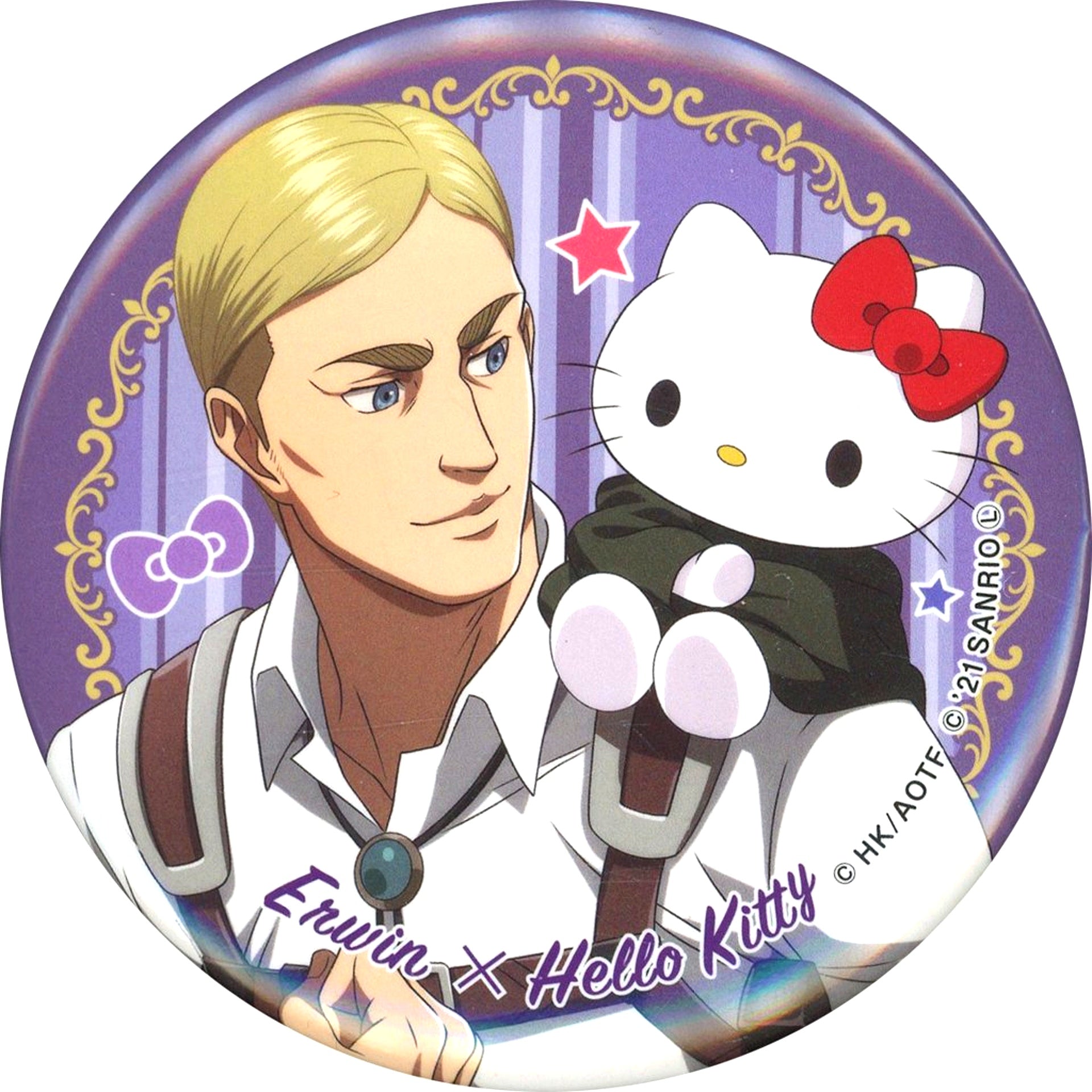 Erwin Smith & Hello Kitty - Full Body Attack on Titan x Sanrio Characters Trading Badge [USED]