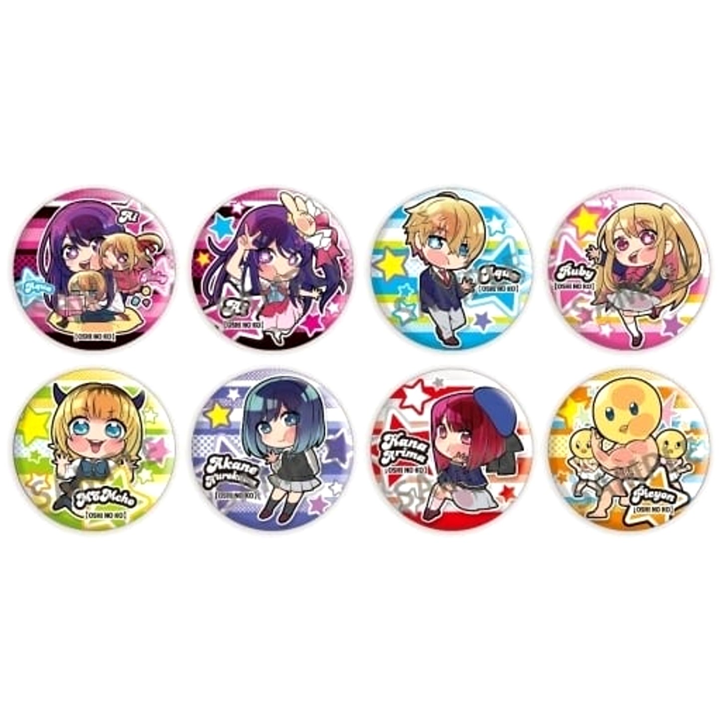 Oshi No Ko Akane Kurokawa & Others Pita! Deformed Trading Can Badge All 8 Types Set Buttons [USED]