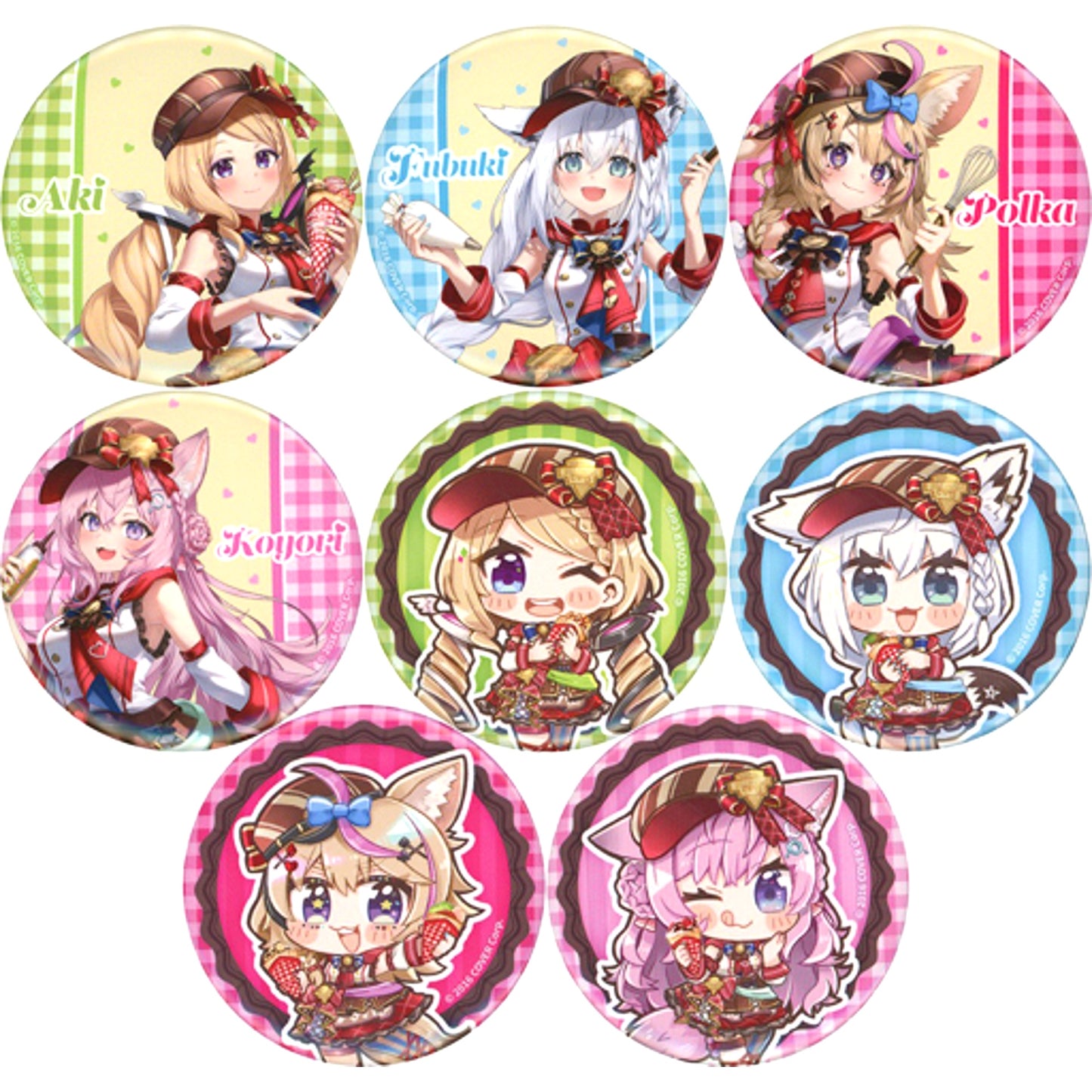 Set of 8 VTuber hololive x Marion Crepes Trading Button [USED]