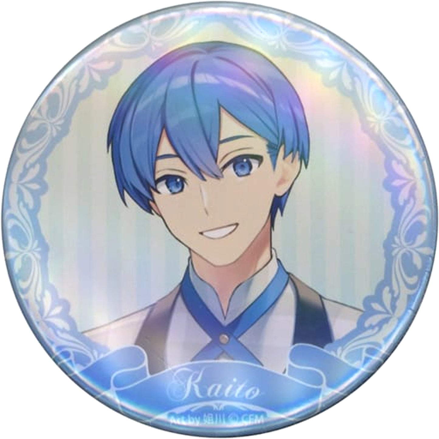 VOCALOID KAITO Trading Hologram Can Badge Cafe Tree Village Cafe Limited Buttons [USED]