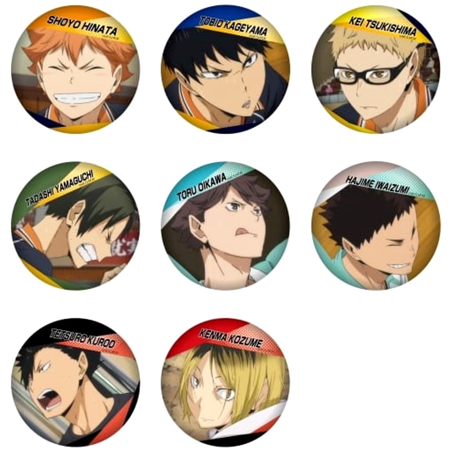 Tobio Kageyama & Others Haikyu!! All 8 Types Set Hundred Faces Button Vol.2 [USED]