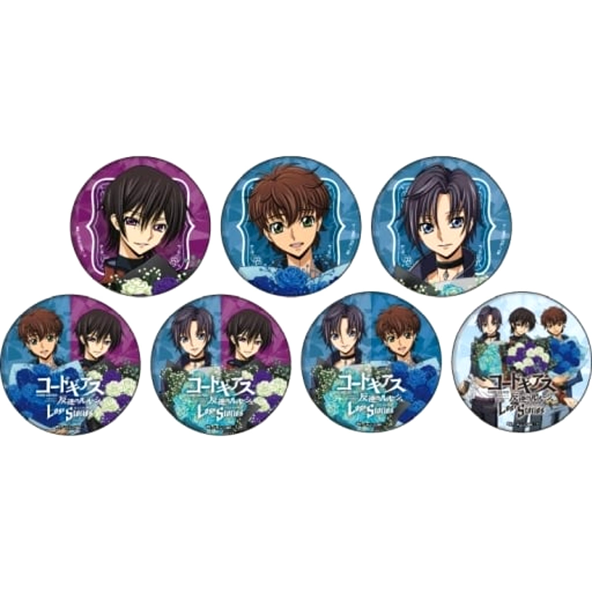 Code Geass: Lelouch of The Rebellion Lost Stories Lelouch Lamperouge & Others Can Badge 03 Newly Drawn Illustration All 7 Types Set Buttons [USED]
