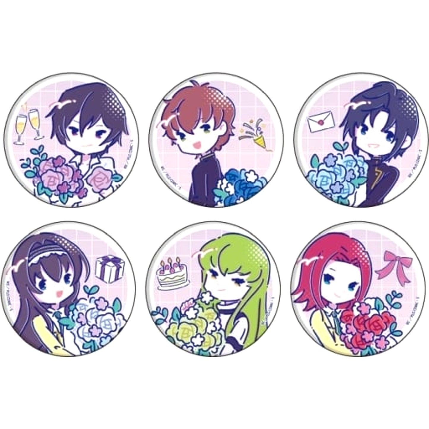 Lelouch Lamperouge & Others Code Geass: Lelouch of The Rebellion Lost Stories All 6 Types Set Button 4 Candy Art Illustration [USED]