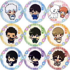 Gintama Gintoki Sakata & Others Trading Mini Character Can Badge Pop Up Shop in Marui Limited All 9 Types Set Buttons [USED]