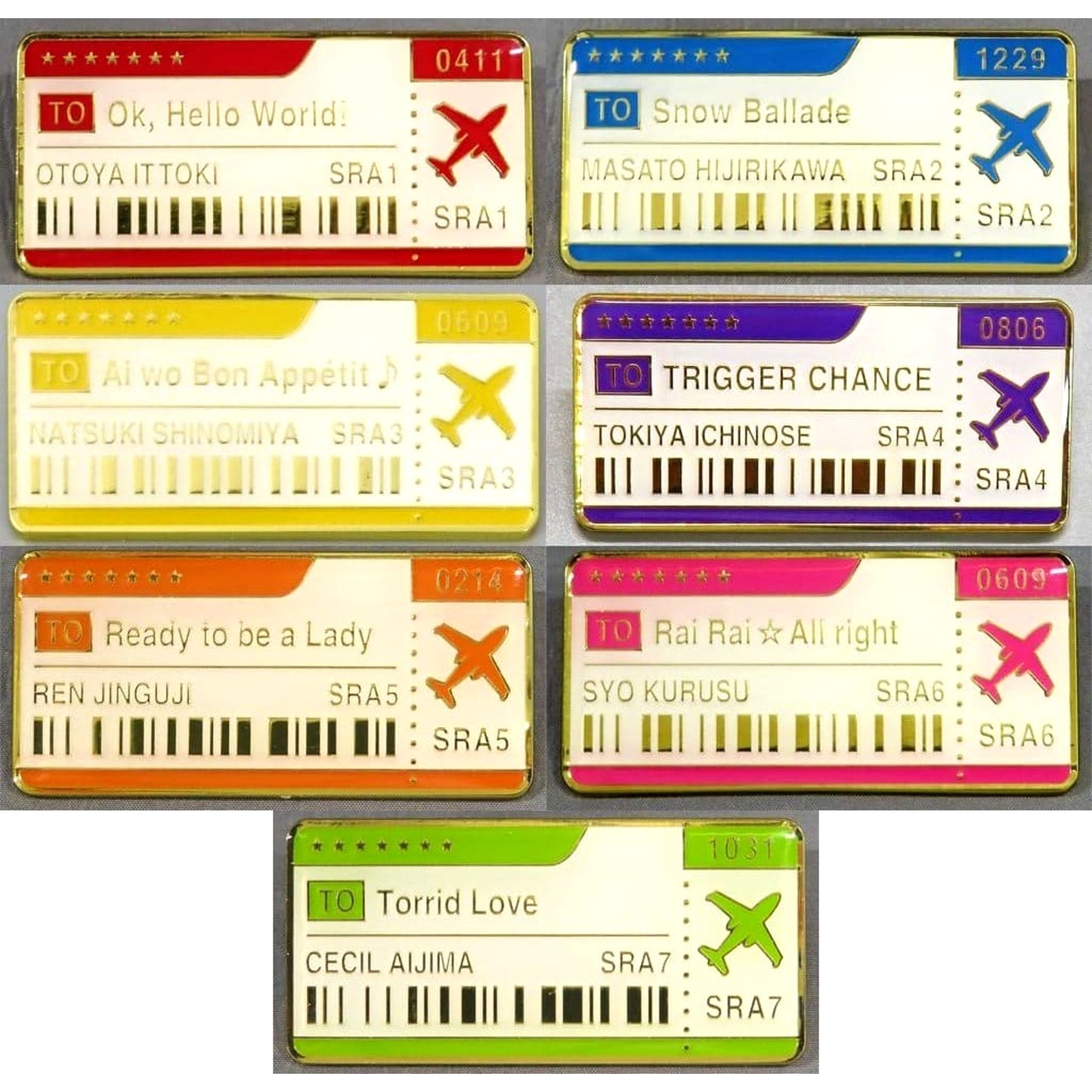 Uta no Prince Sama Otoya Ittoki & Others Trading Ticket Pins Starish Live Star Treasure Sunshine Limited All 7 Types Set Pins [USED]