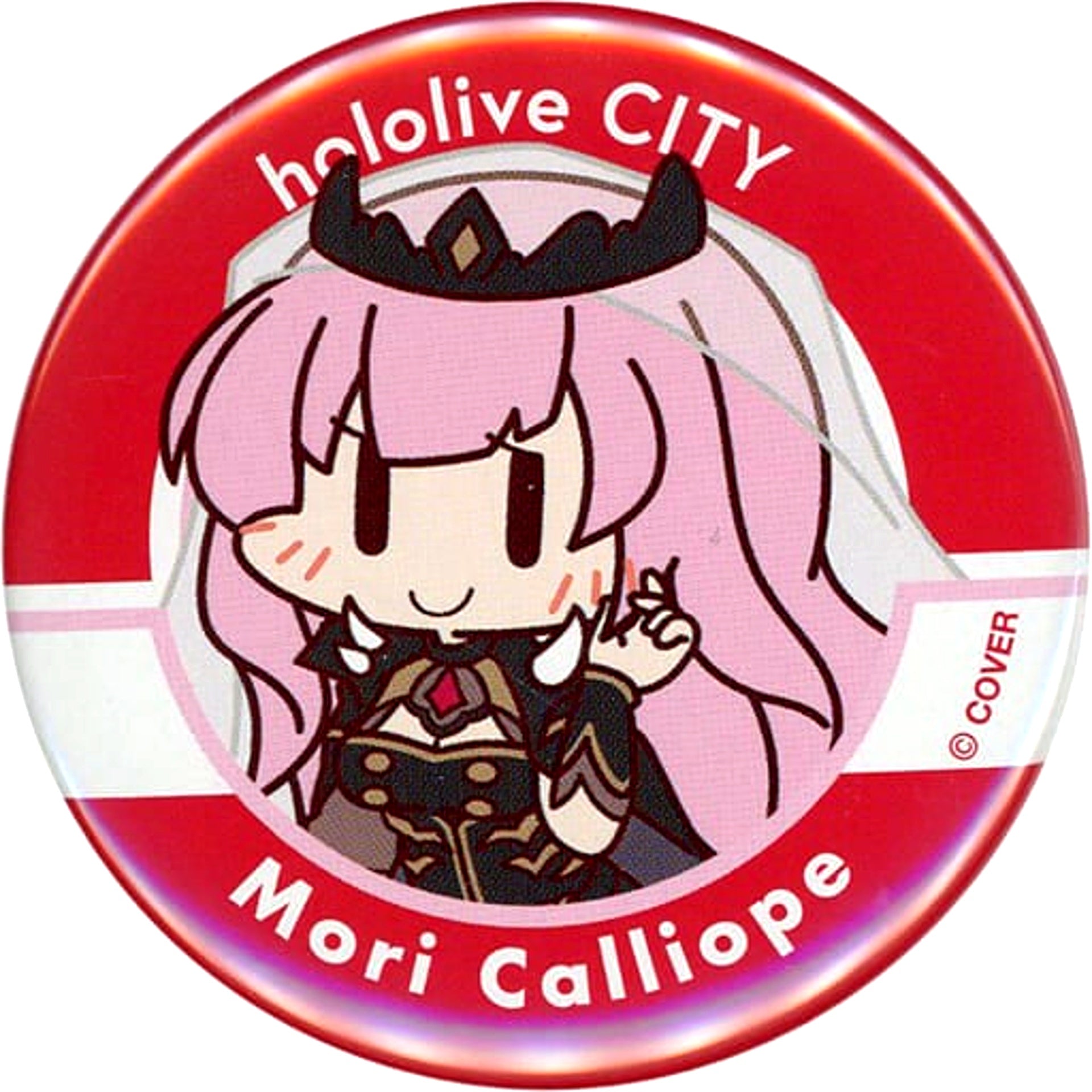 hololive Mori Calliope hololiveCITY ATTRACTIONS Can Badge [USED]