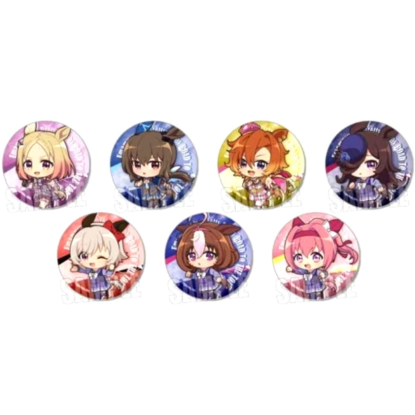 Set of 7 Uma Musume Pretty Derby ROAD TO THE TOP Tekutoko Trading Button [USED]