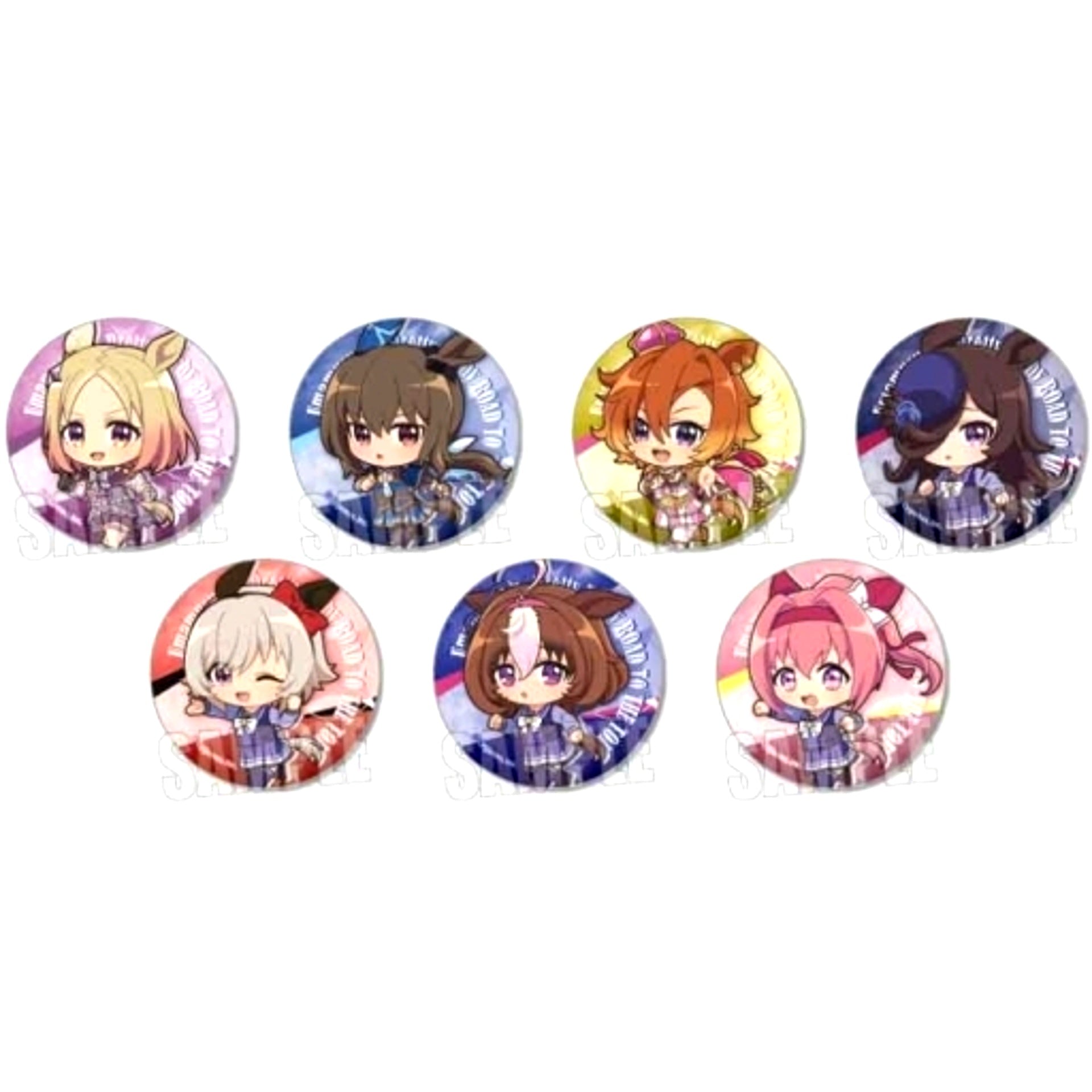 Set of 7 Uma Musume Pretty Derby ROAD TO THE TOP Tekutoko Trading Button [USED]