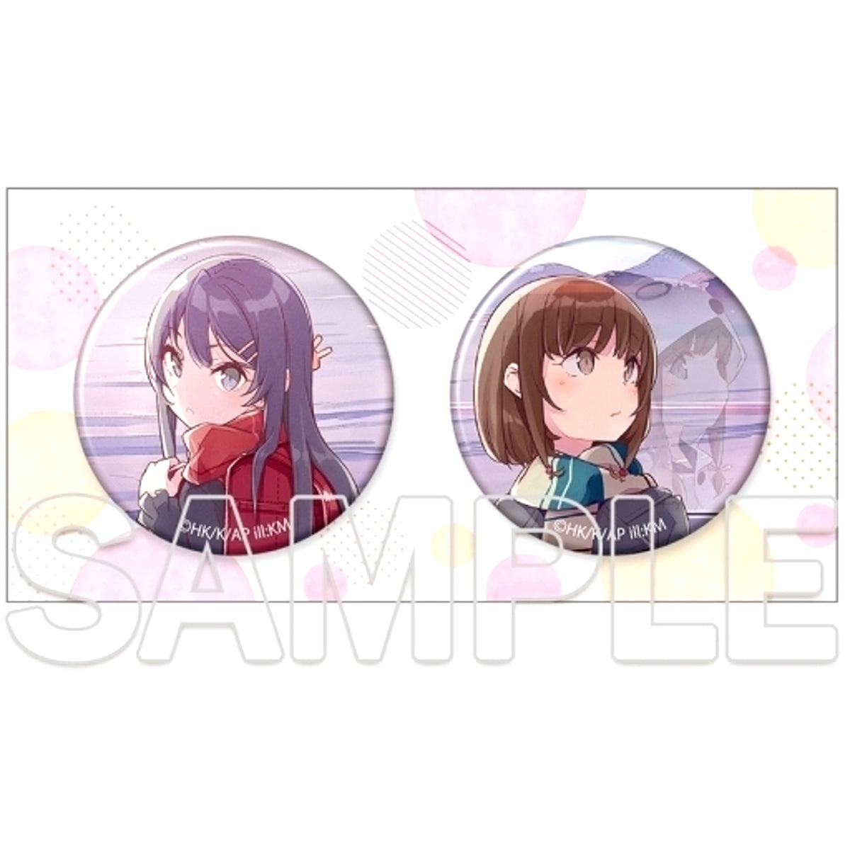 New Release Announcement Visual Set of 2 Buttons Rascal Does Not Dream of a Sister Venturing Out and Rascal Does Not Dream of a Knapsack Kid [USED]