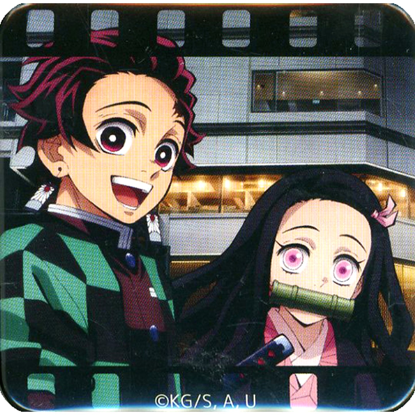 Tanjiro Kamado & Nezuko Kamado Demon Slayer x ufotable DINING -HIROMA- Random Square Button Opening Commemoration Goods [USED]