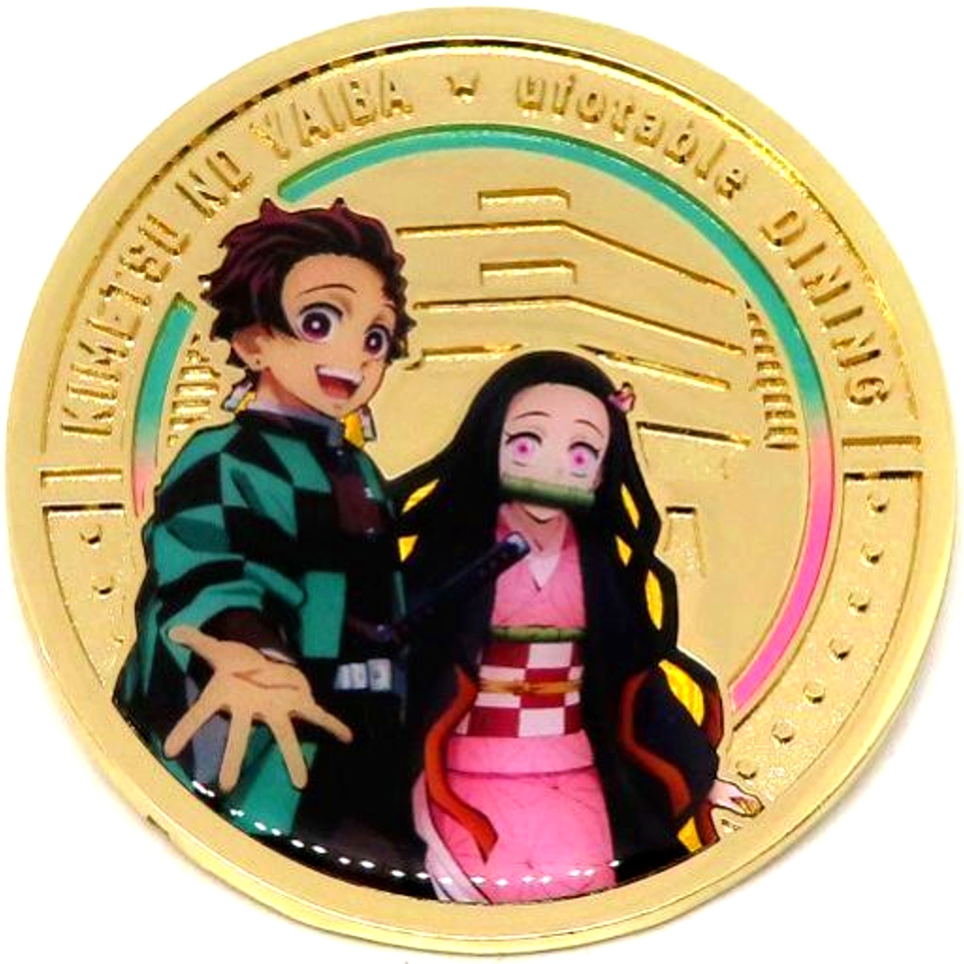 Tanjiro Kamado and Nezuko Kamado Demon Slayer: Kimetsu no Yaiba ufotable DINING HIROMA Commemorative Coin Style Random Pins Opening Commemoration [USED]