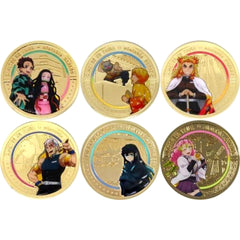 Demon Slayer: Kimetsu no Yaiba Kyojuro Rengoku & Others Commemorative Coin Style Random Pins ufotable Dining Hiroma Limited Opening Commemorative Goods All 6 Types Set Pins [USED]