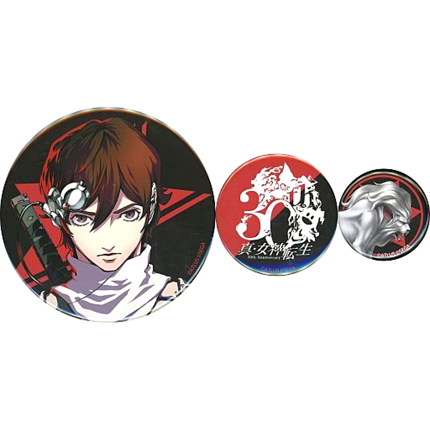 Set of 3 Shin Megami Tensei Buttons Prize F Shin Megami Tensei 30th Anniversary Thanksgiving Event Kuji [USED]