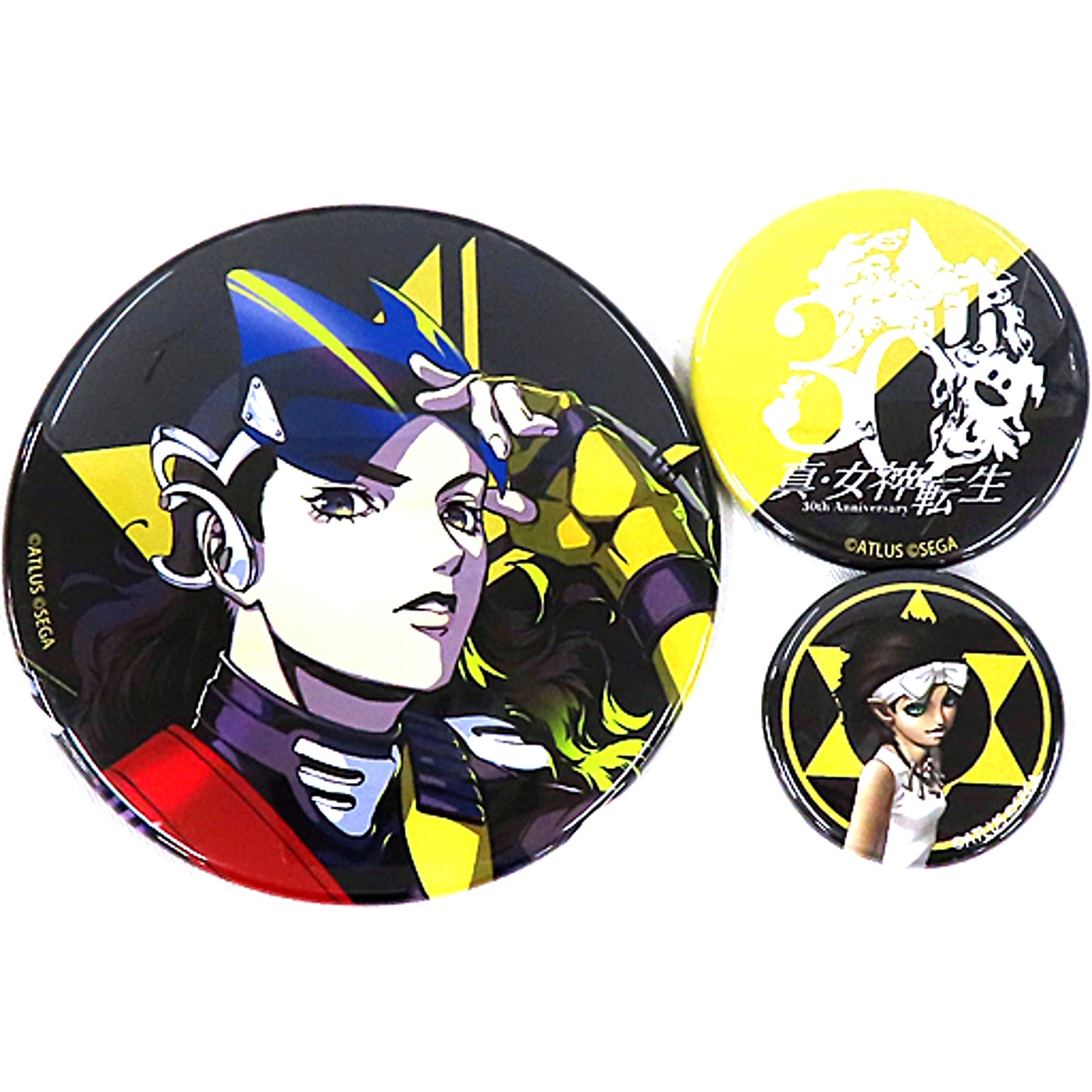 Set of 3 Shin Megami Tensei II Buttons Prize F Shin Megami Tensei 30th Anniversary Thanksgiving Event Kuji [USED]