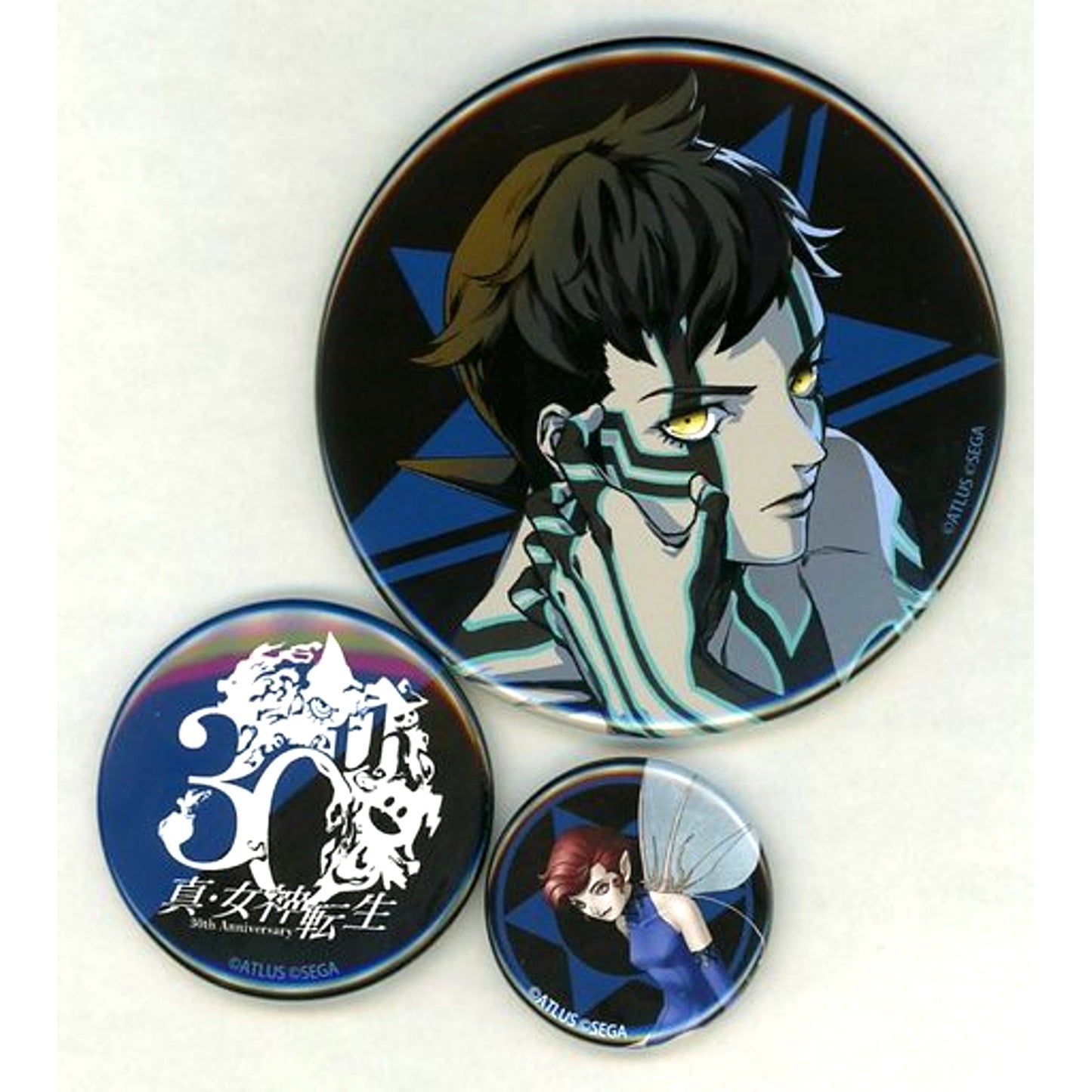 Set of 3 Shin Megami Tensei III NOCTURNE Buttons Prize F Shin Megami Tensei 30th Anniversary Thanksgiving Event Kuji [USED]