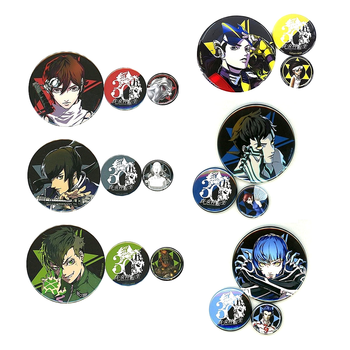 Set of 6 Set of 3 Button F Prize Shin Megami Tensei 30th Anniversary Thanksgiving Event Kuji [USED]