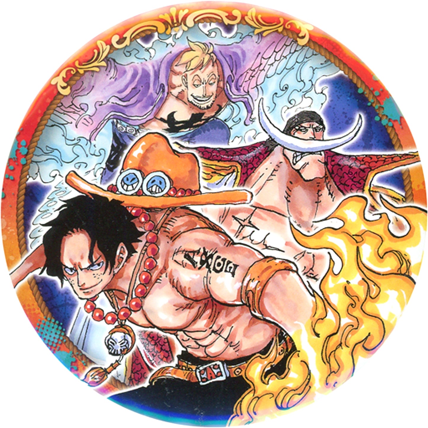 Ace & Newgate Whitebeard & Marco One Piece Collection Button BIG Strongest Trio Ver. [USED]