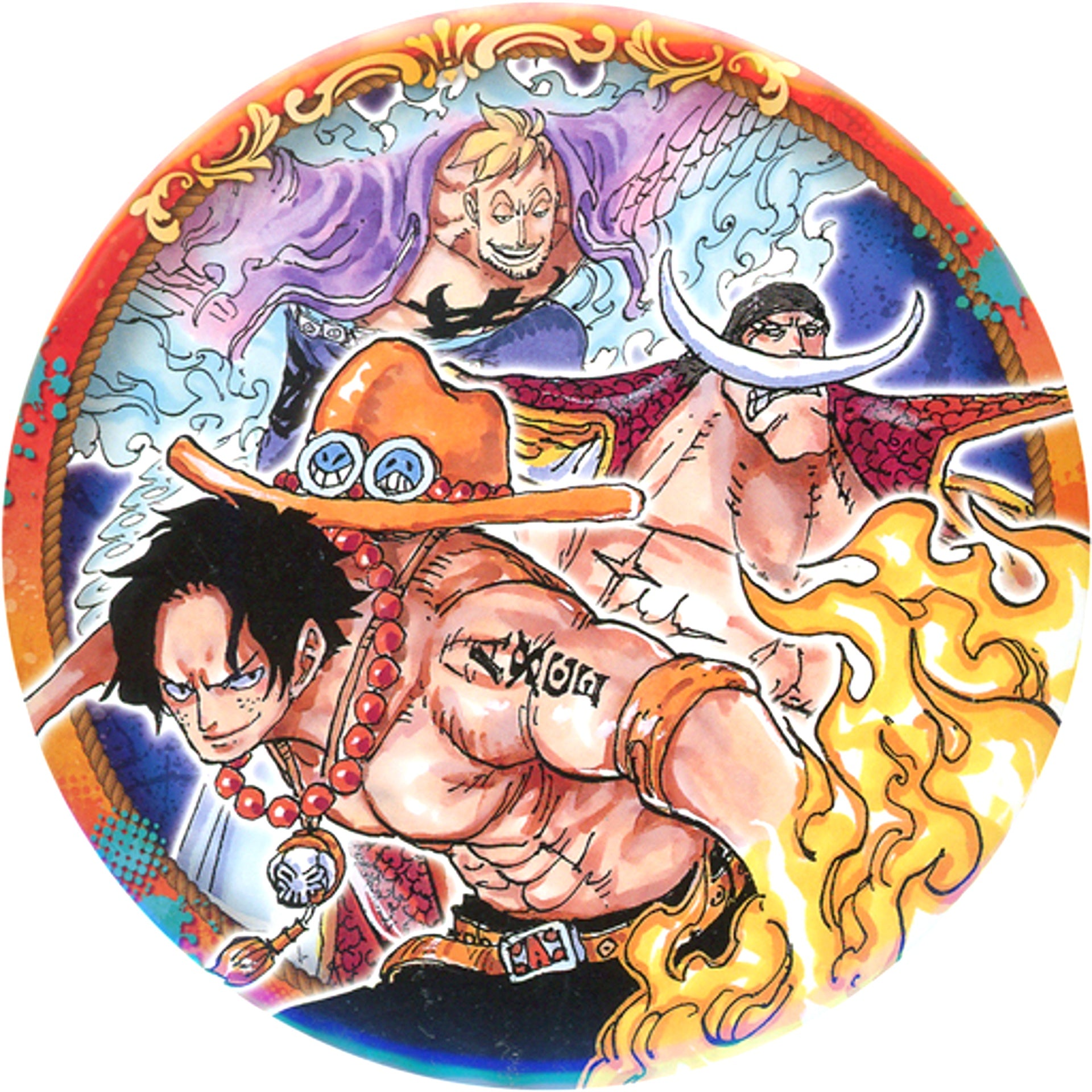 Ace & Newgate Whitebeard & Marco One Piece Collection Button BIG Strongest Trio Ver. [USED]