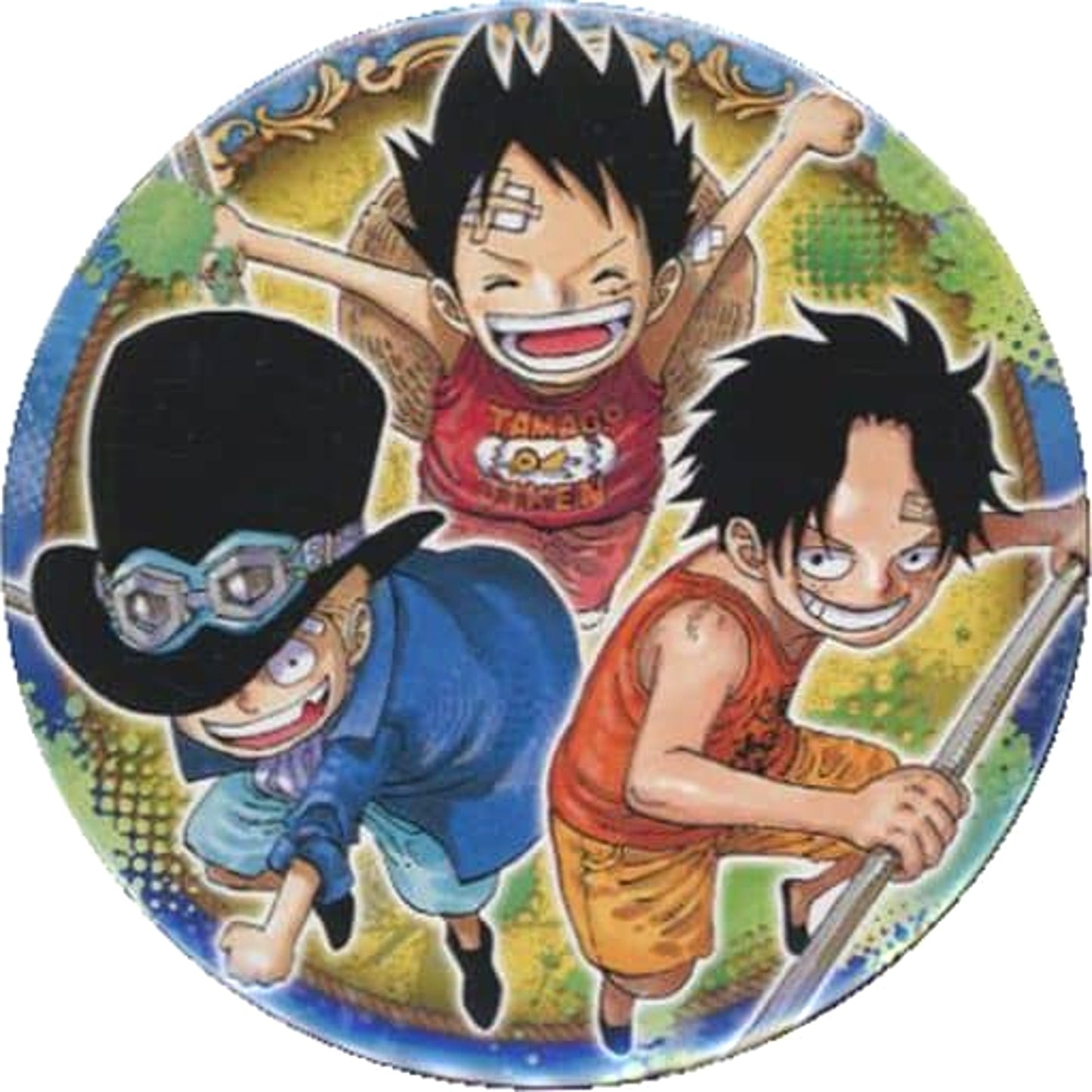 Luffy Ace Sabo One Piece Collection Button Big Strongest Trio Ver. [USED]