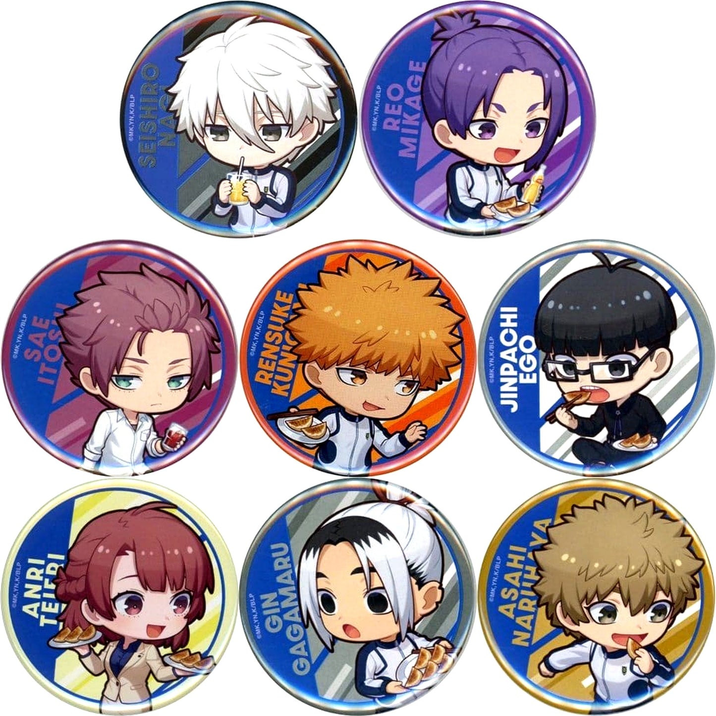 Blue Lock Trading Button B Set of 8 Nikujiru Gyoza no Dandadan Collaboration [USED]