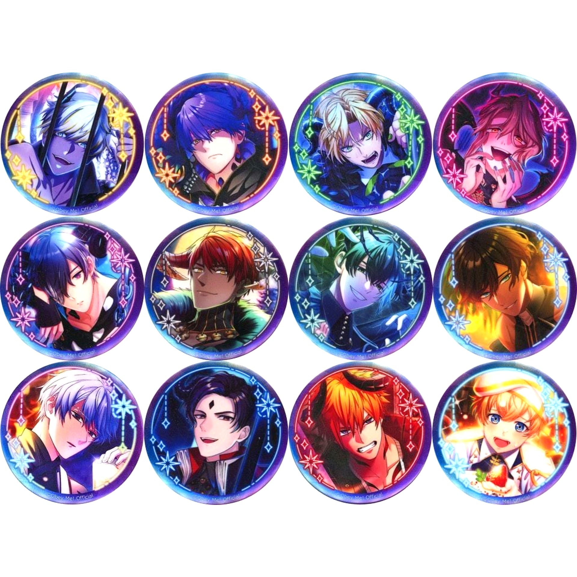 Set of 12 Obey Me Nightbringer x Collabo Cafe Honpo Metallic Button [USED]