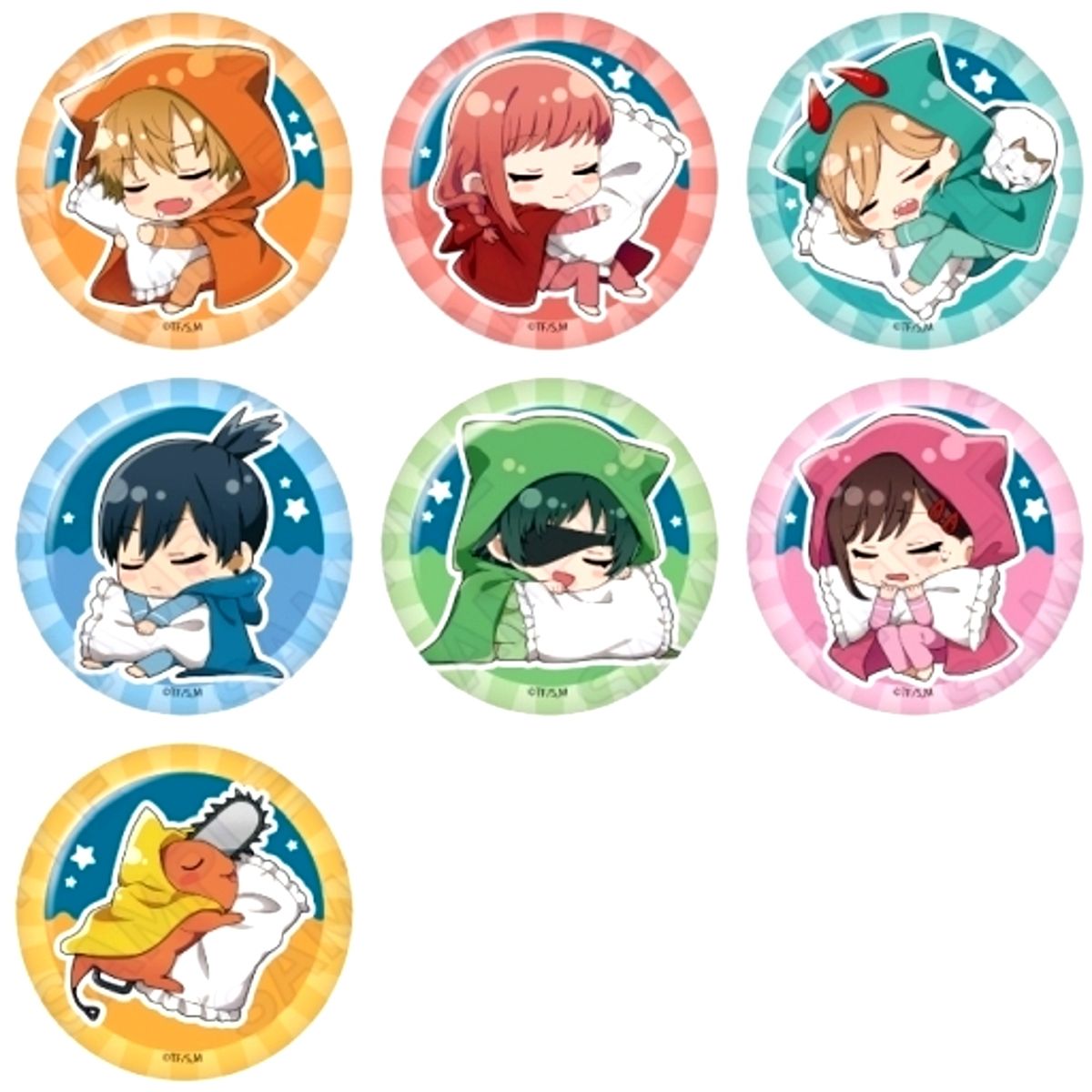 Set of 7 Chainsaw Man Hugutto Night Trading Button [USED]