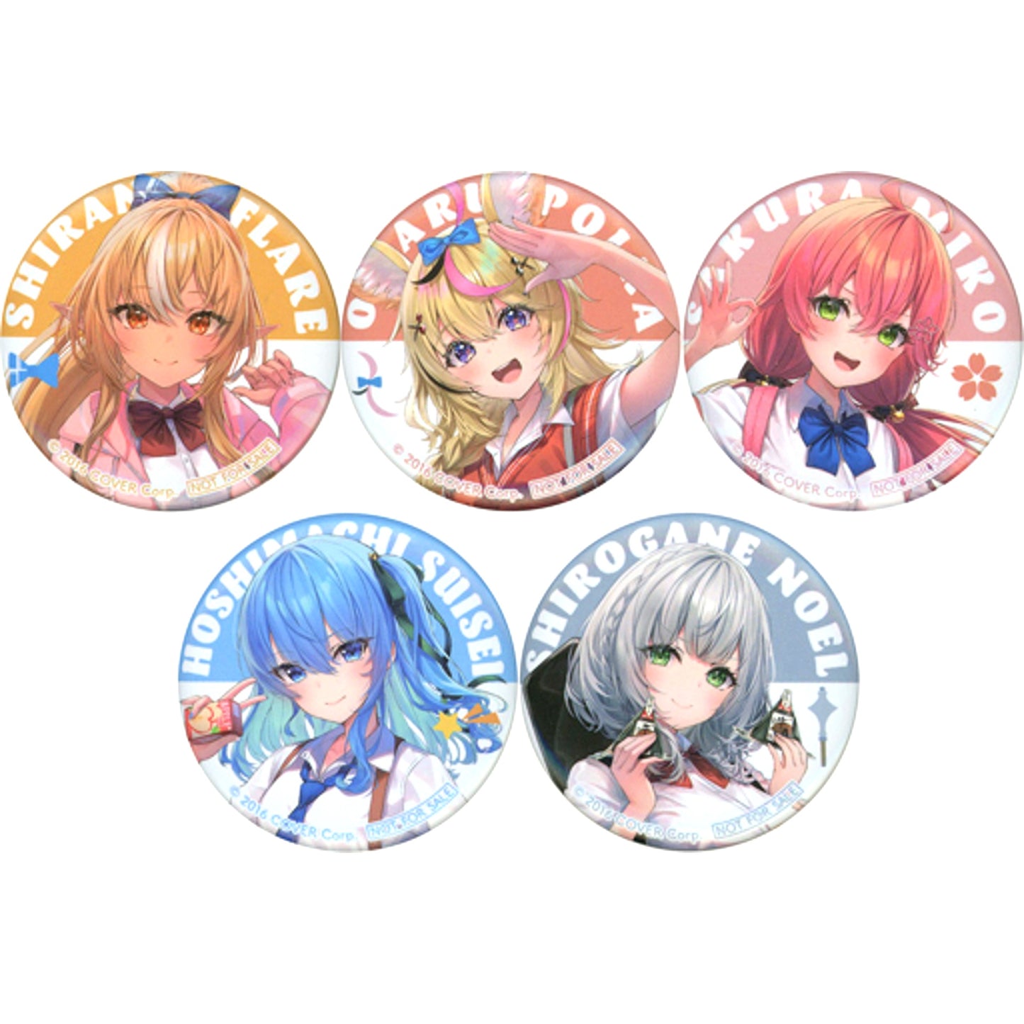 Set of 5 Group Virtual YouTuber Hololive Original Button Shiranui Kensetsu x 7-Eleven Japan hololive Shiraken Campaign 2nd Bonus [USED]