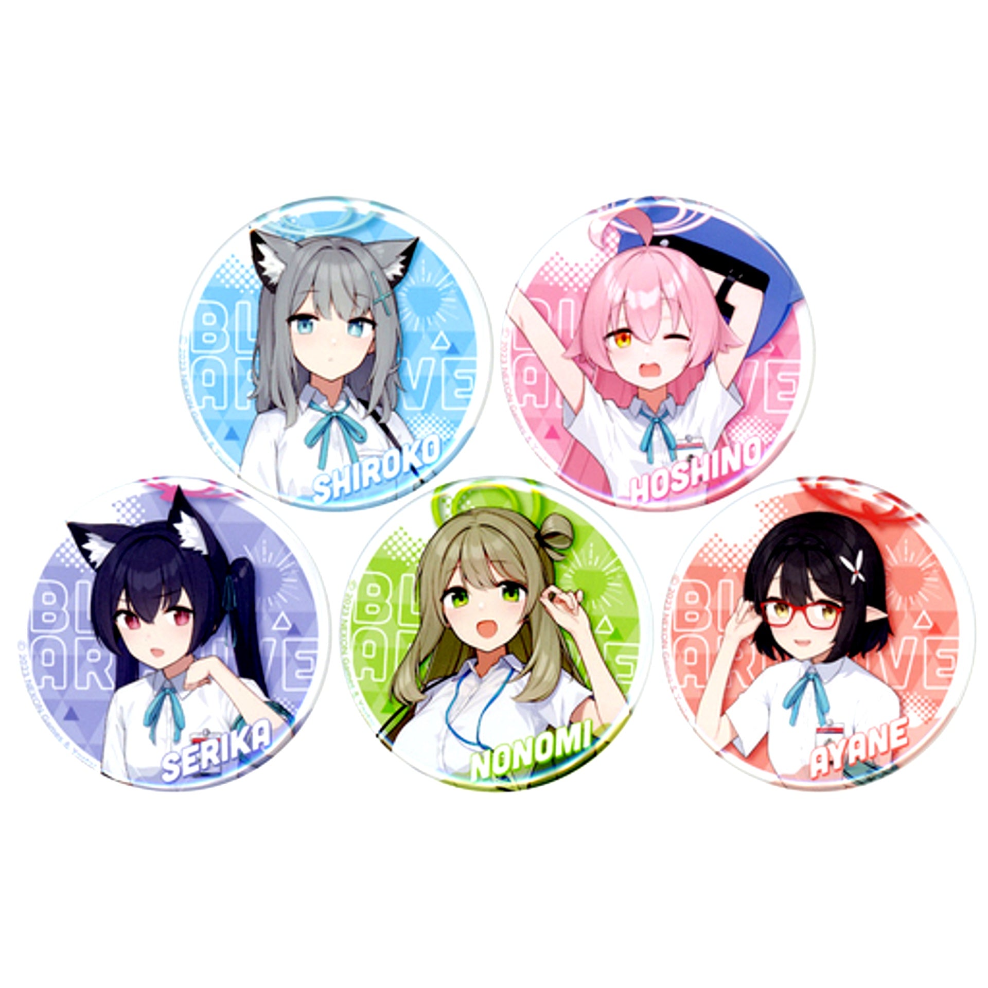 Set of 5 Blue Archive 2.5th Anniversary POP UP STORE in Akiba CO Gallery Trading Drawn Button [USED]