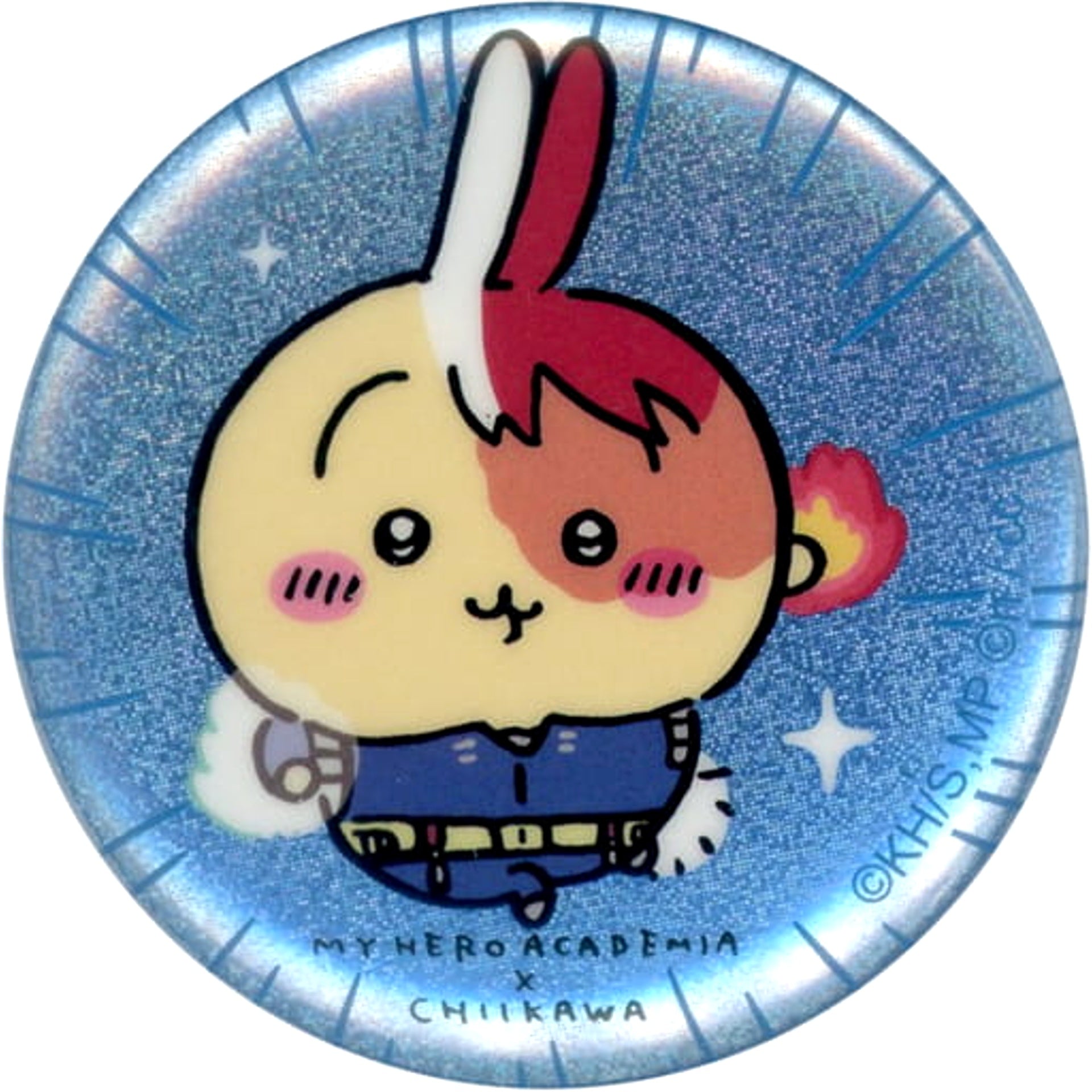 My Hero Academia X Chiikawa: Nanka Chiisakute Kawaii Yatsu Shoto Todoroki Rabbit Chiikawa Kuji Hologram Can Badge in Capsule Chiikawa Market Pop Up Store Exclusive Buttons [USED]