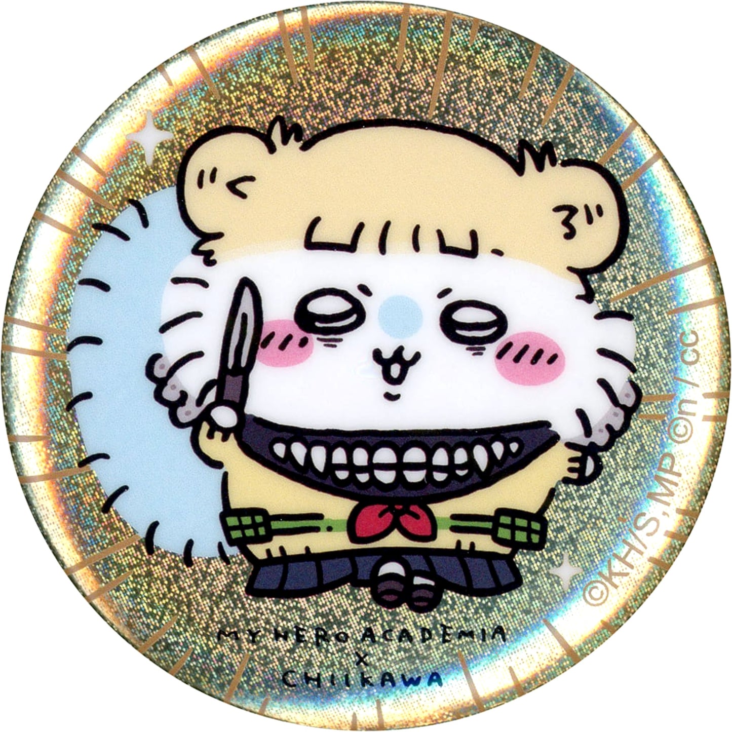 My Hero Academia X Chiikawa: Nanka Chiisakute Kawaii Yatsu Flying Squirrel Toga Himiko Chiikawa Kuji Hologram Can Badge in Capsule Pop Up Store Chiikawa Market Limited Buttons [USED]