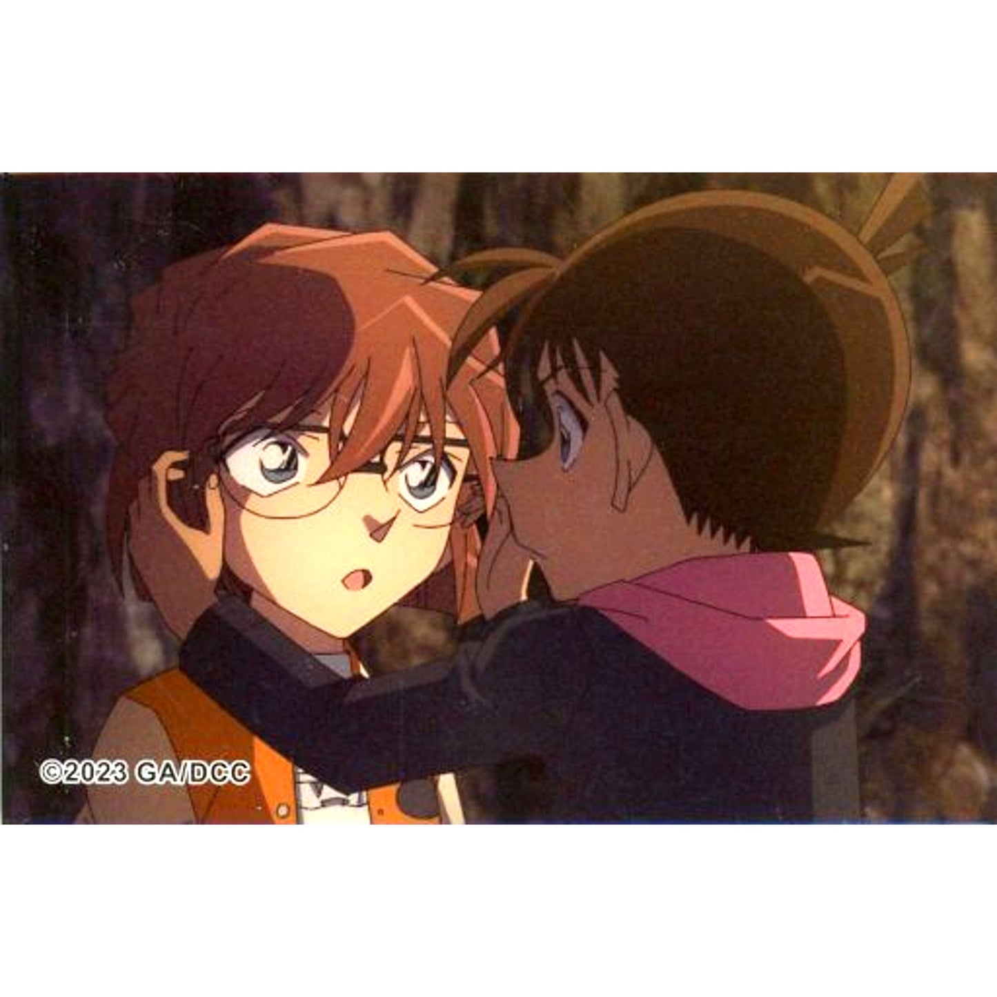 Conan Edogawa & Ai Haibara Detective Conan Black Iron Submarine 26th Movie Scene Shot Trading Square Button [USED]