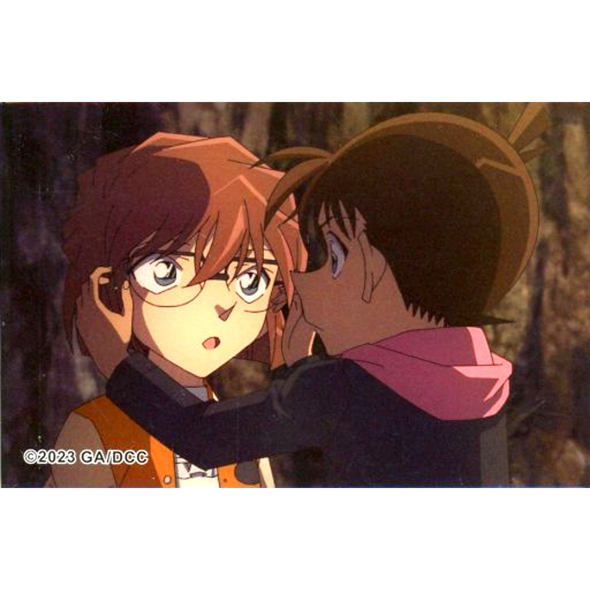 Conan Edogawa & Ai Haibara Detective Conan Black Iron Submarine 26th Movie Scene Shot Trading Square Button [USED]