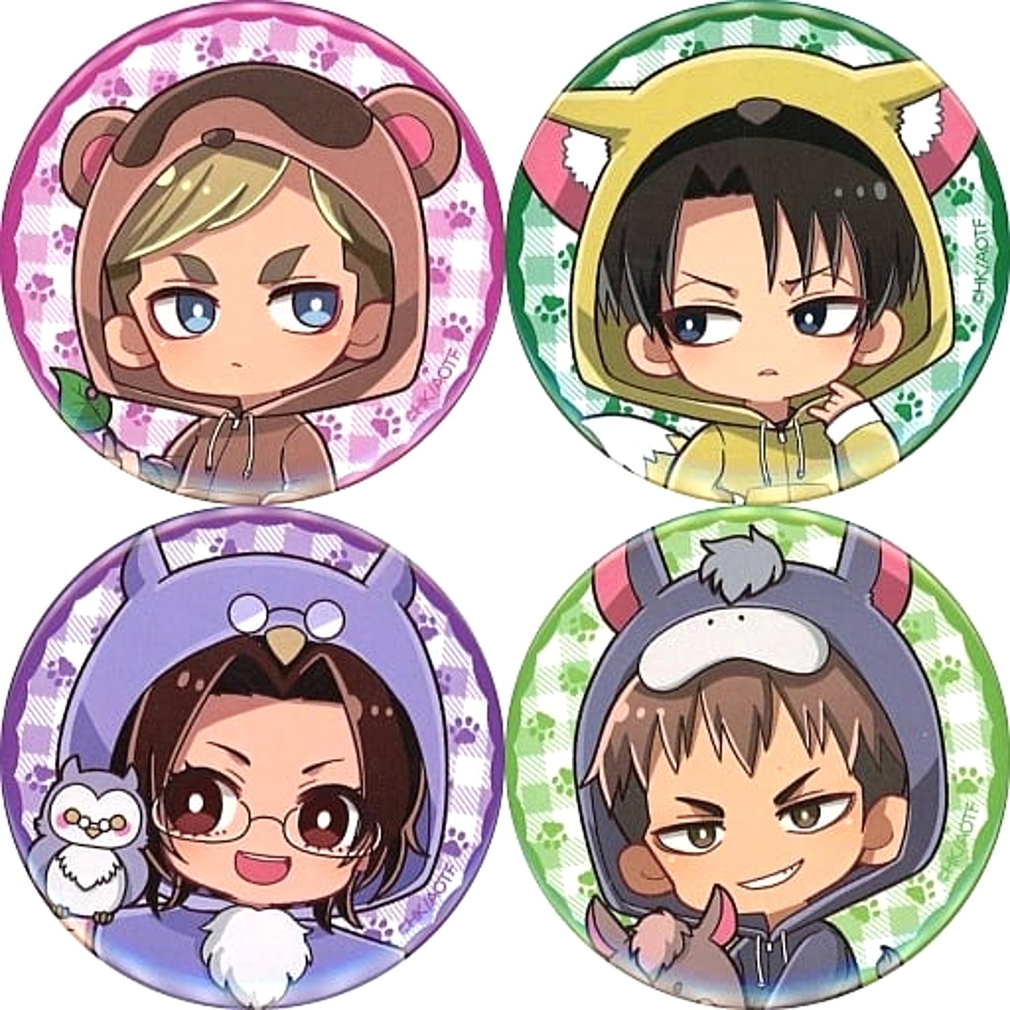 Attack on Titan Erwin Smith & Others Kemomimi Hoodie Can Badge Box B Princess Cafe Limited Buttons [USED]