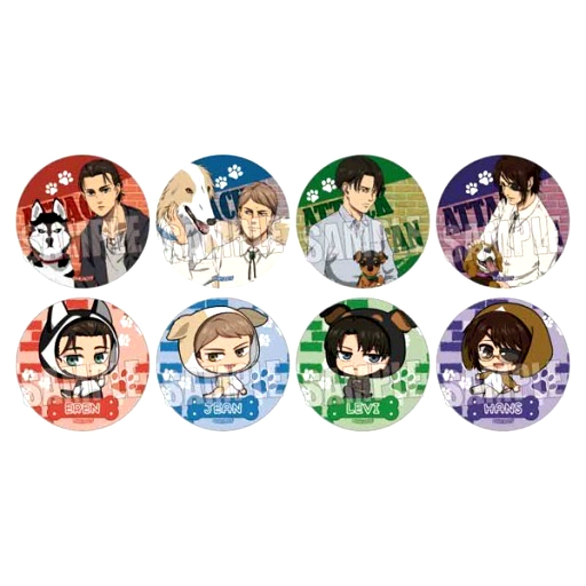 Set of 8 Attack on Titan Trading Badge With Dog Ver. [USED]