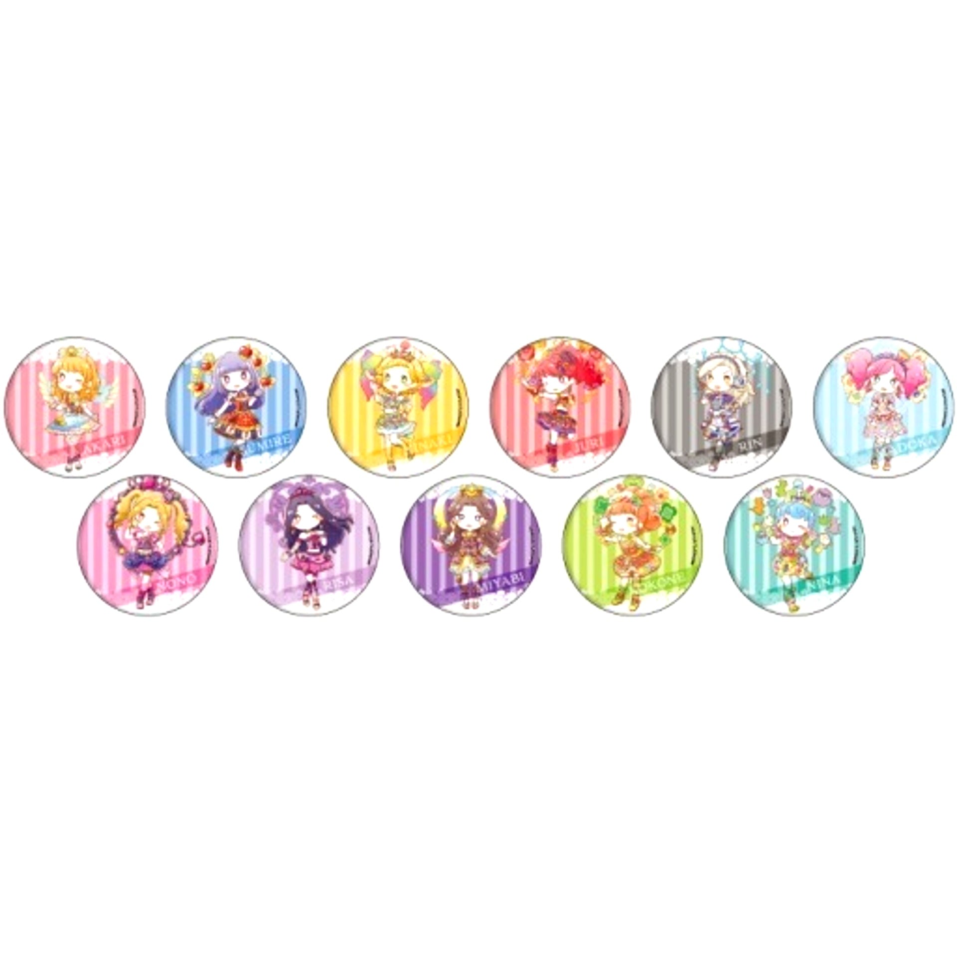 Set of 11 Aikatsu! Trading Button 04. GraffArt Illustration [USED]