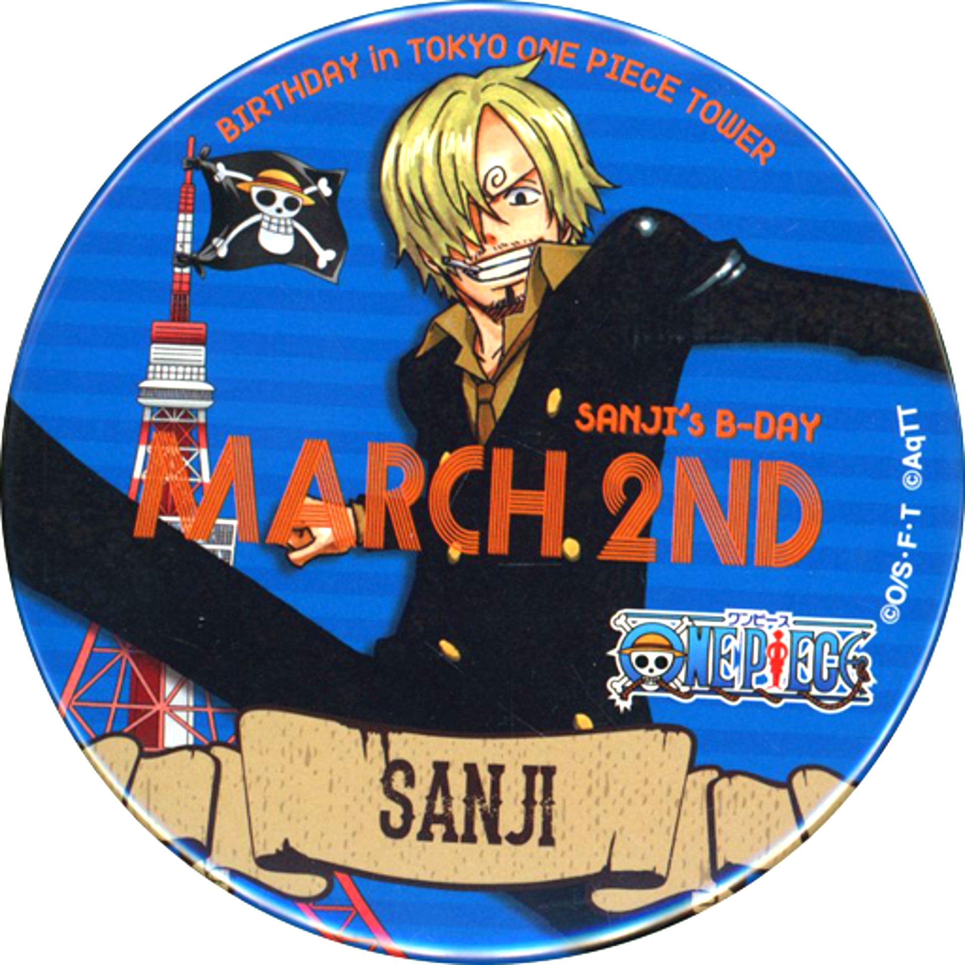 Sanji One Piece Birthday Button 2016 Mugiwara Store Tokyo One Piece Tower Ltd [USED]