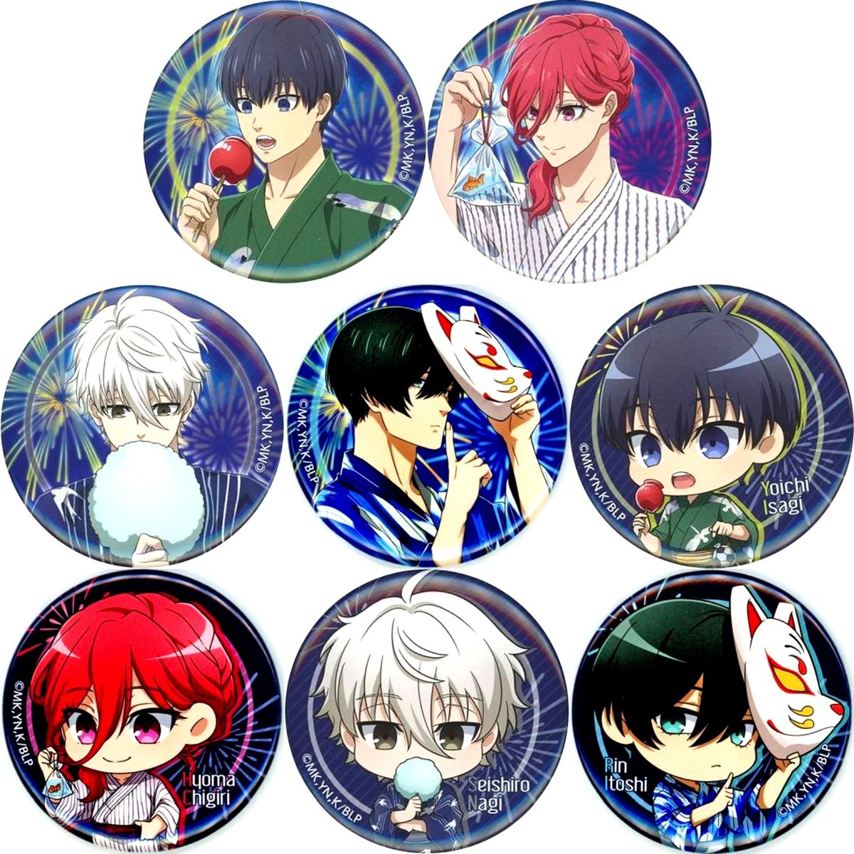 Set of 8 Blue Lock Chara Badge Collection Button [USED]