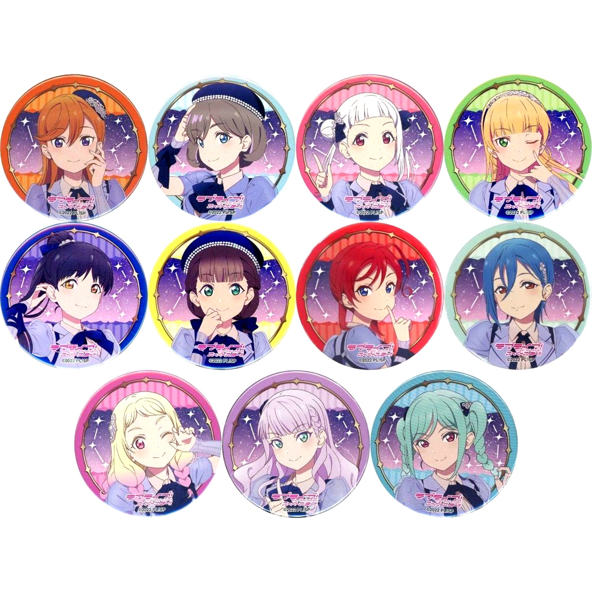 Set of 11 Liella! Love Live! Superstar!! 4th LoveLive! Tour brand new Sparkle Round Button Live Tour Ltd Gacha [USED]