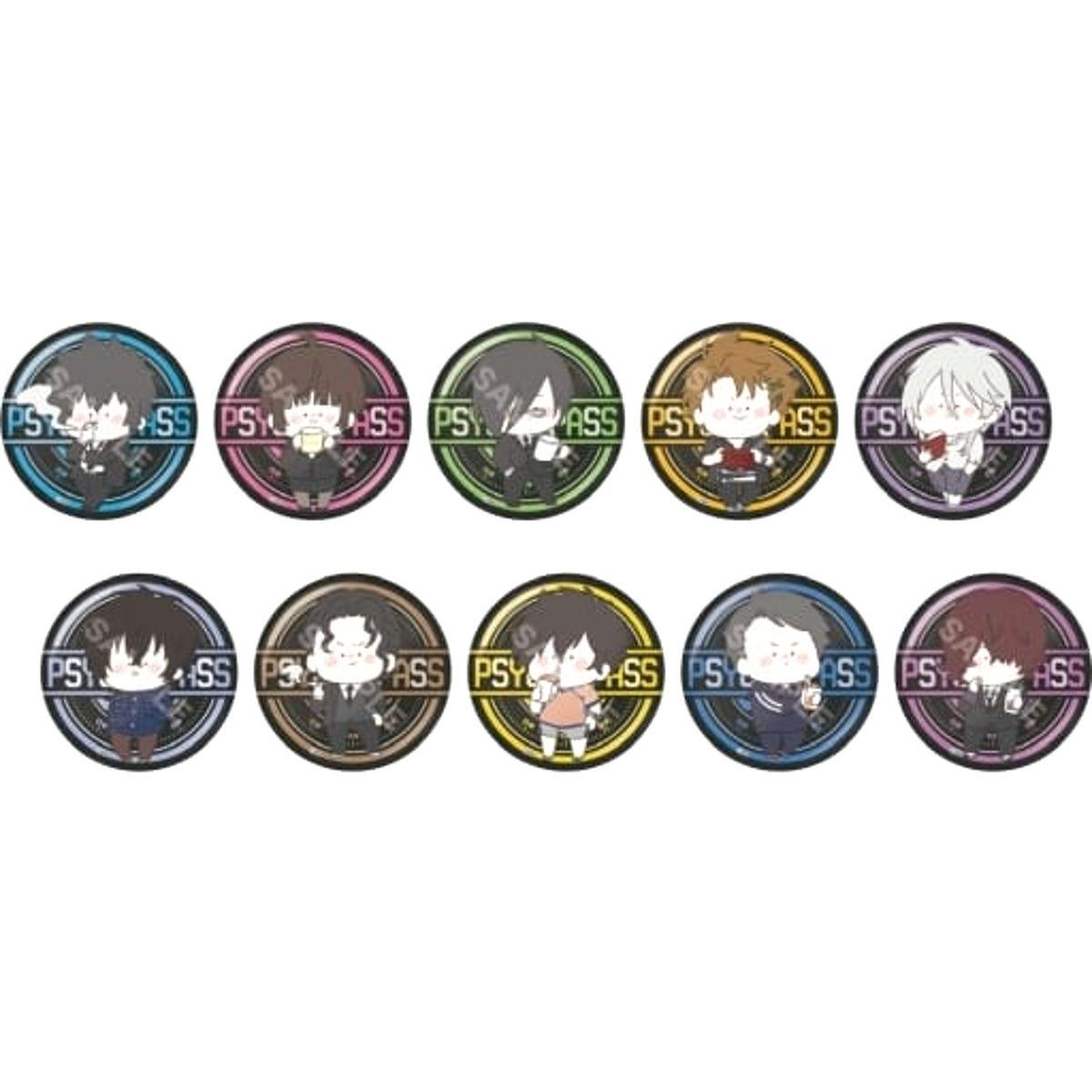 Psycho-Pass Shinya Kougami & Others Chirucolle Metallic Can Badge 01 All 10 Types Set Buttons [USED]