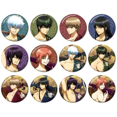 Gintama Gintoki Sakata & Others Newly Drawn Illustration Trading Can Badge Japanese Clothing Exposed Ver. All 12 Types Set Buttons [USED]