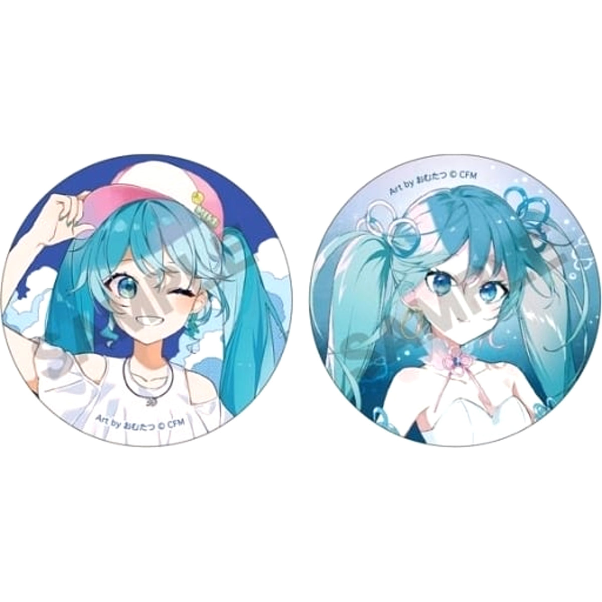 VOCALOID Hatsune Miku Marine Resort Can Badge Set of 2 Buttons [USED]